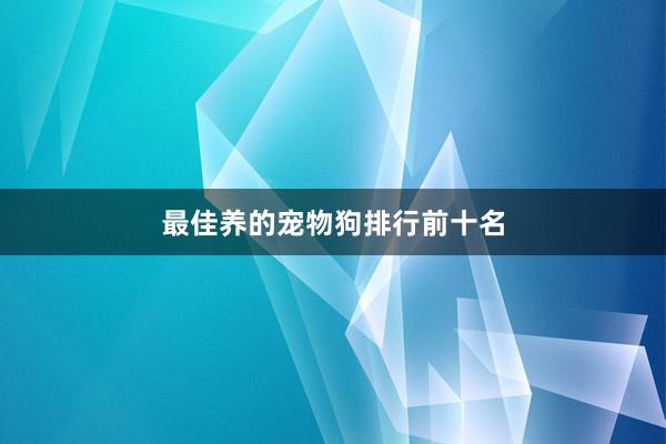 最佳养的宠物狗排行前十名